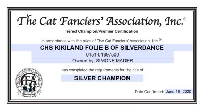 CFA Silver CH/GEC Kikiland Folie B of Silverdance